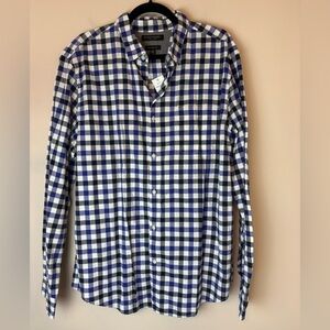 Banana Republic Grant Fit Luxe Flannel Shirt Men’s XL Blue White Checkered